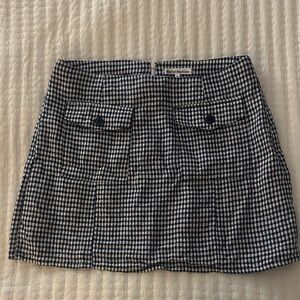 Reformation Navy and White Gingham Mini Skirt